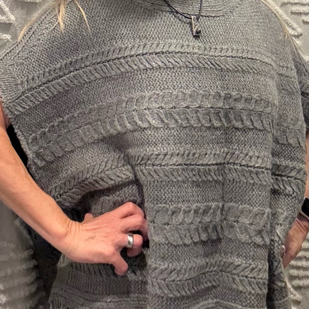 Cost Plus World Market Charcoal Knit Poncho